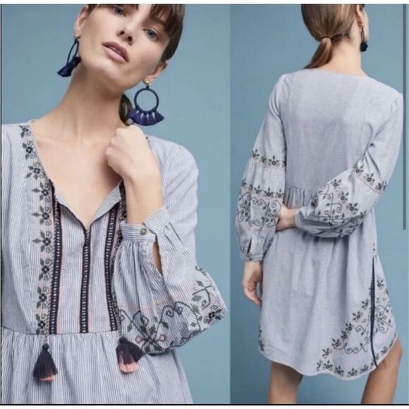 Anthropologie‎ Akemi + Kin COTTAGECORE DRESS 2P EMBROIDERED BOHO - Picture 2 of 14
